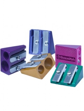 Metal Wedge Double Pocket Pencil Sharpener