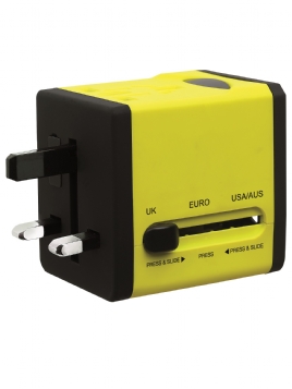 VariPlug Dual USB Travel Adapter Yellow