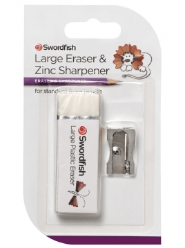Large Plastic Eraser & Single Zinc Sharpener 